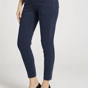 Betabrand Sm S Petite Signature Mid-Rise Denim Skinny Dark Indigo Jeans 24” Ins